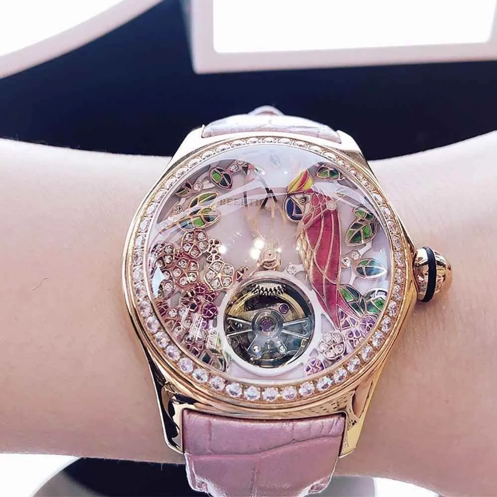 Women's Luxury Fashion Simple Watches GSCWNL49 Diamond Tourbillon Watch