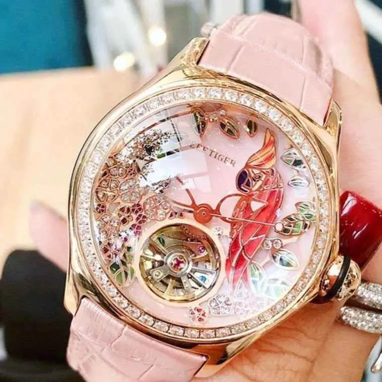 Women's Luxury Fashion Simple Watches GSCWNL49 Diamond Tourbillon Watch