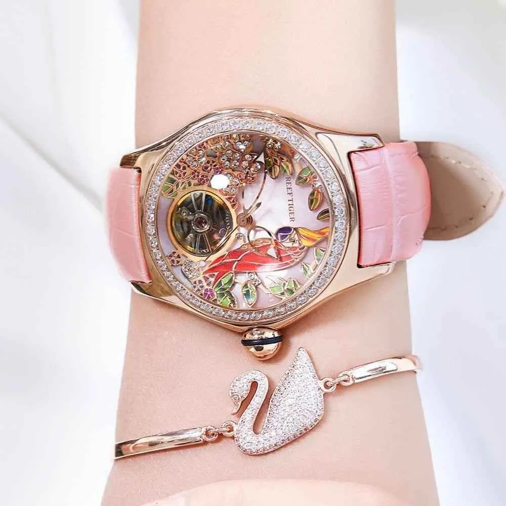 Women's Luxury Fashion Simple Watches GSCWNL49 Diamond Tourbillon Watch