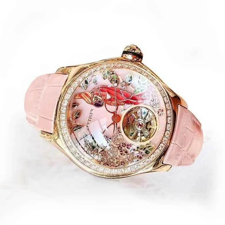 Women's Luxury Fashion Simple Watches GSCWNL49 Diamond Tourbillon Watch