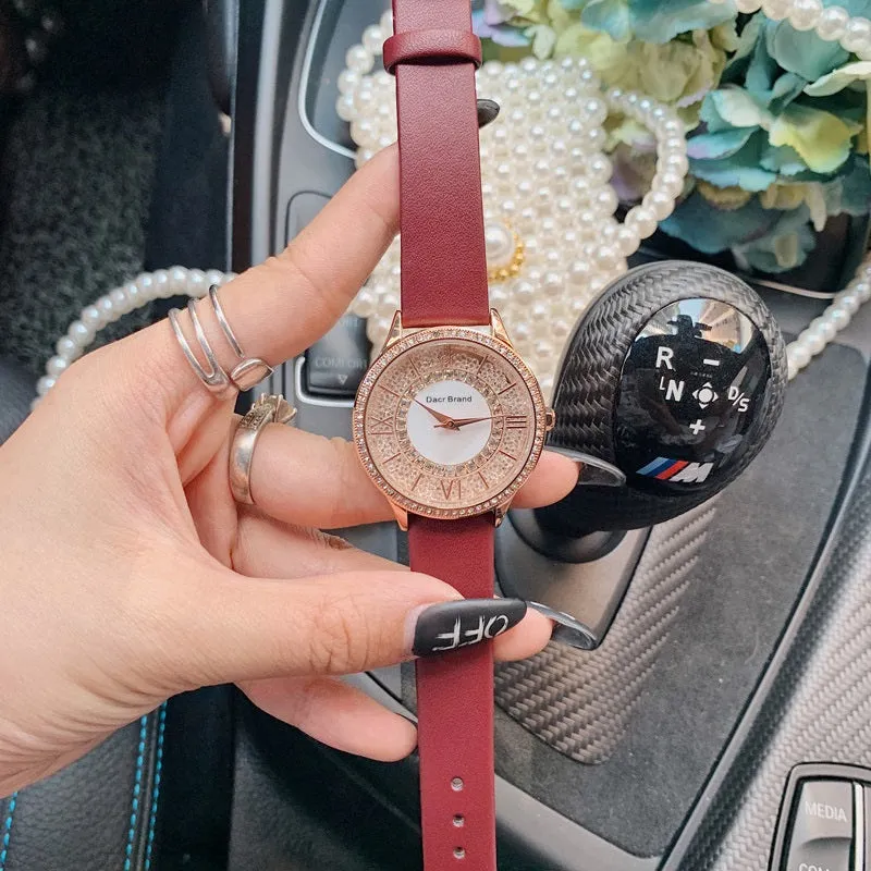 Women's Watch Classic quicksand dial leather strap Creative Watch