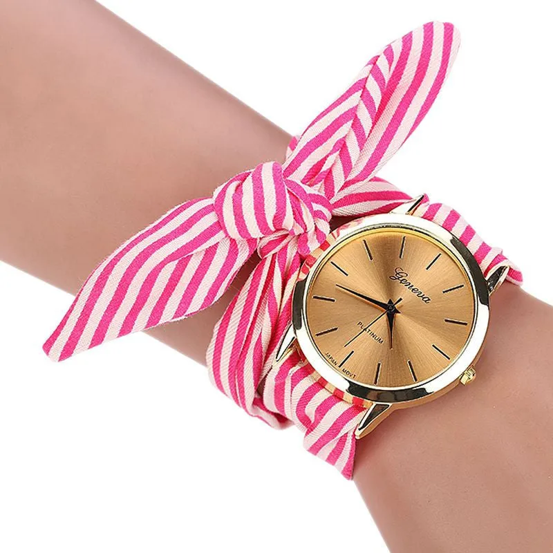 Women's Watches Fashion Casual Stripe Fabric  Bracelet Watch 3 Colors