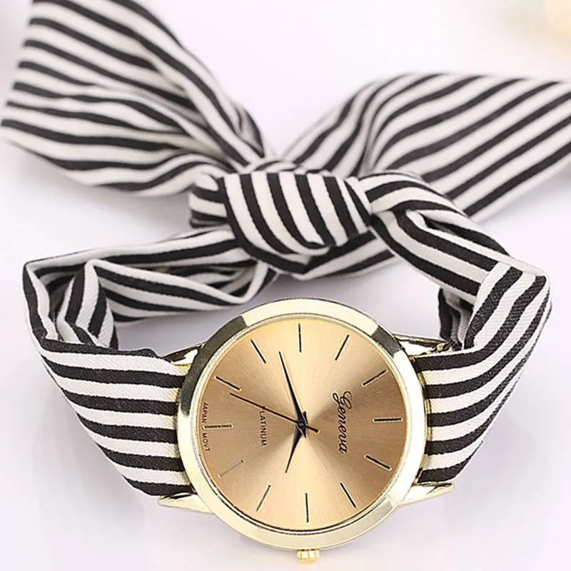 Women's Watches Fashion Casual Stripe Fabric  Bracelet Watch 3 Colors