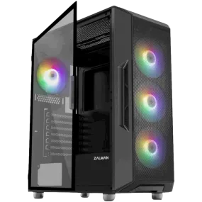 Zalman i3 Neo ATX Mid-Tower Gaming PC Case w/ Mesh Front & 4 x RGB Fans - Black