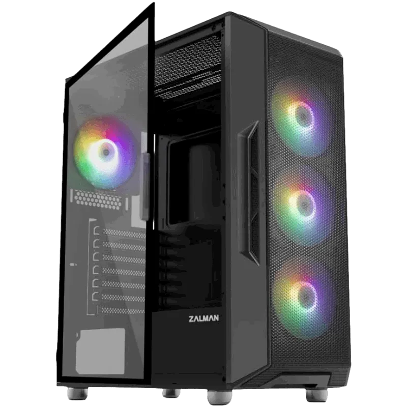 Zalman i3 Neo ATX Mid-Tower Gaming PC Case w/ Mesh Front & 4 x RGB Fans - Black